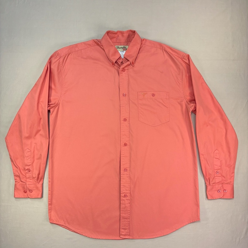 Wrangler Western Coral Button-Up Western Shirt with 20X Label Size Large